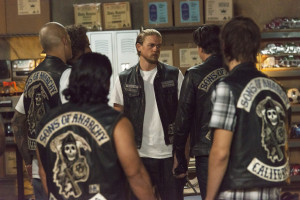 SONS OF ANARCHY -- "Suits of Woe " -- Season 7, Ep. 11 -- Aired Nov. 18, 2014 -- Pictured: (center) Charlie Hunnam as Jax Teller. CR: Prashant Gupta/FX.
